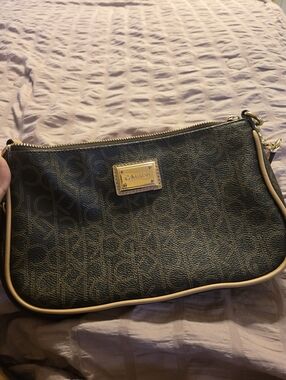 Calvin Klein Dark Brown Bag with Tan Trim